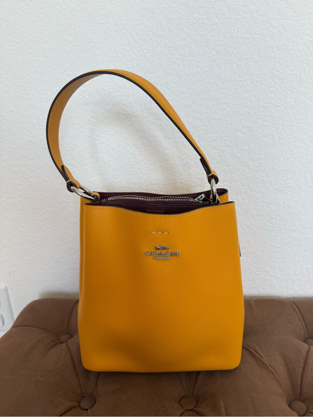 Coach Yellow Pebbled Leather Shoulder Bag